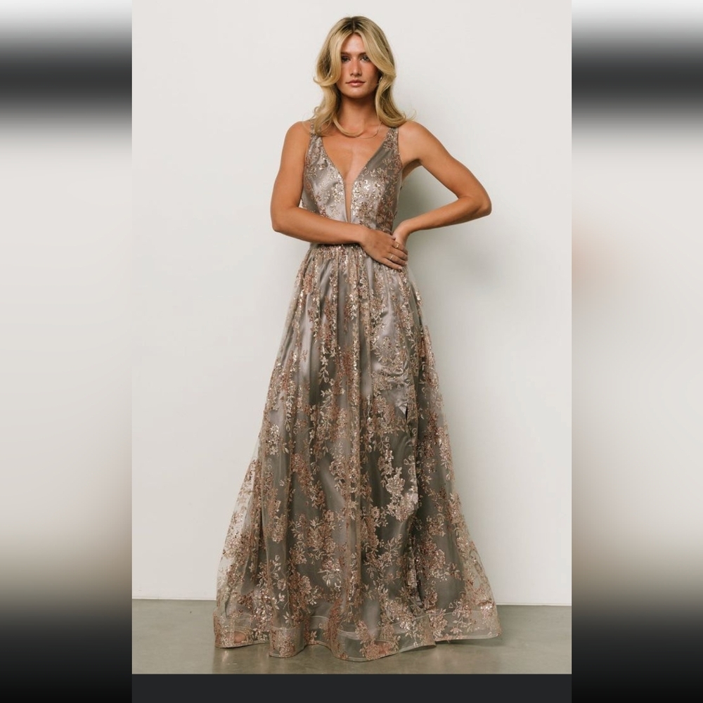 Brand new formal floor length gown Baltic born sequin